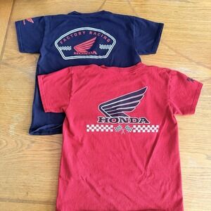 Lot Of 2 Honda Factory Racing Youth Medium Graphic T Shirts Red Black Ride Red